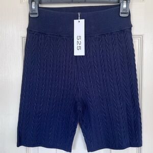 525 America Navy High Waist Cable Knit Women Shorts Sz M